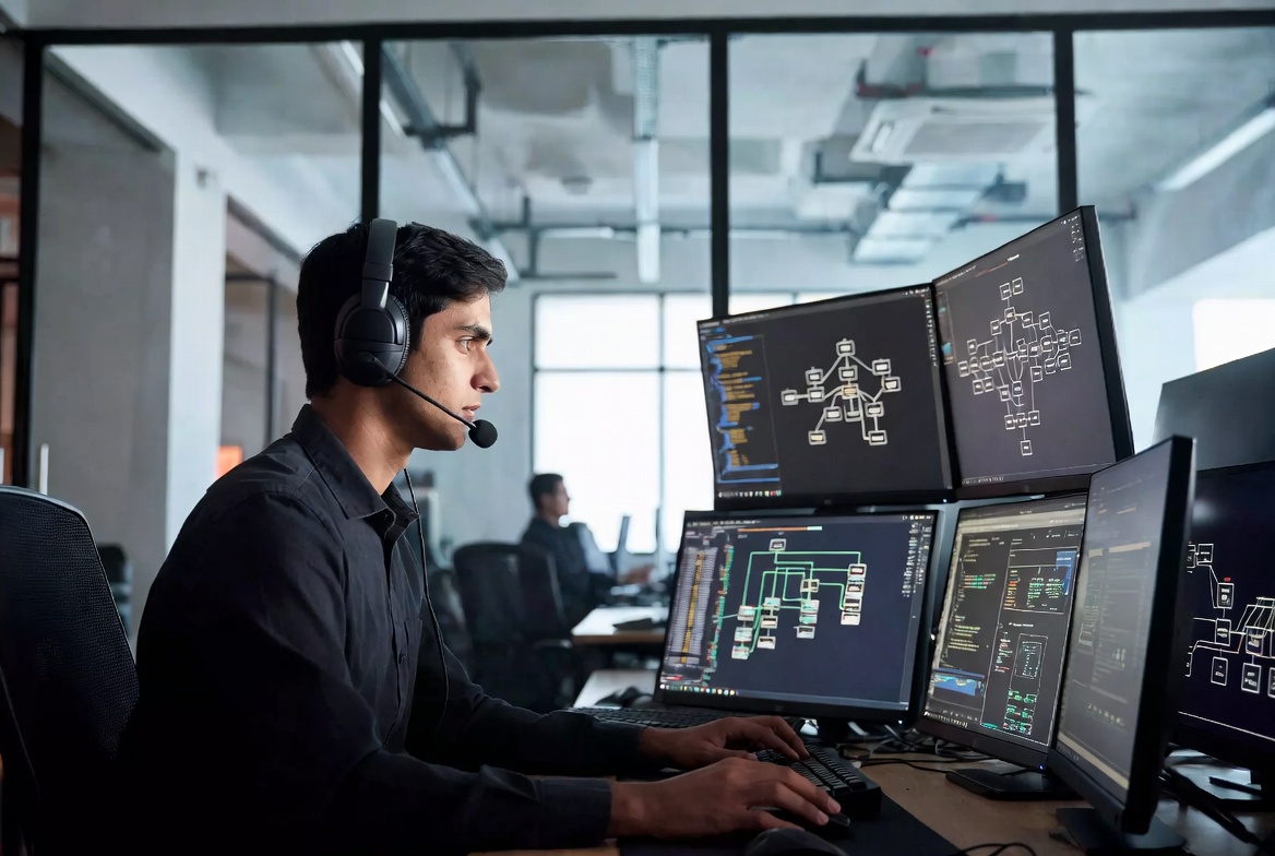 Executive team conducting AI strategy meeting